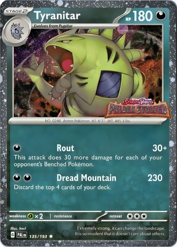 Tyranitar – Paldea Evolved Cosmos Holo Stamped 135/193